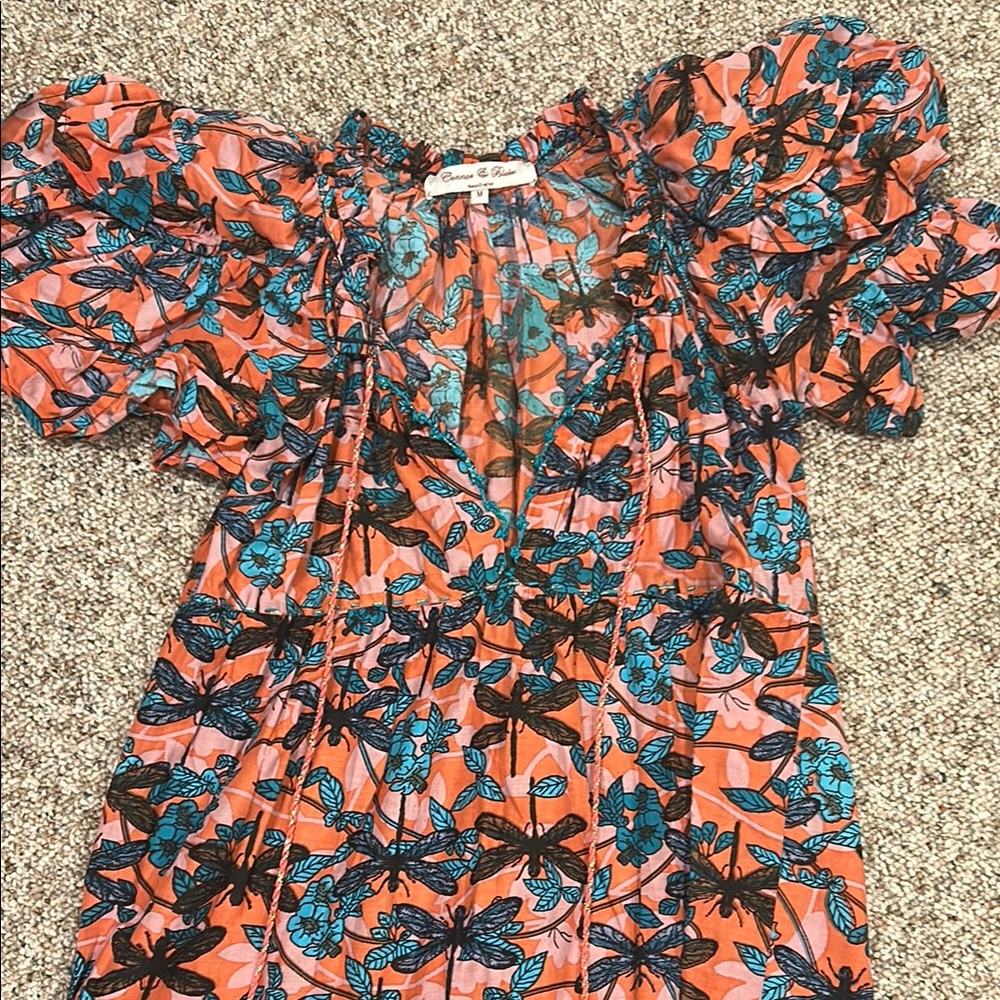Connor and Blake Floral Maxi Dress in Coral and Blue
